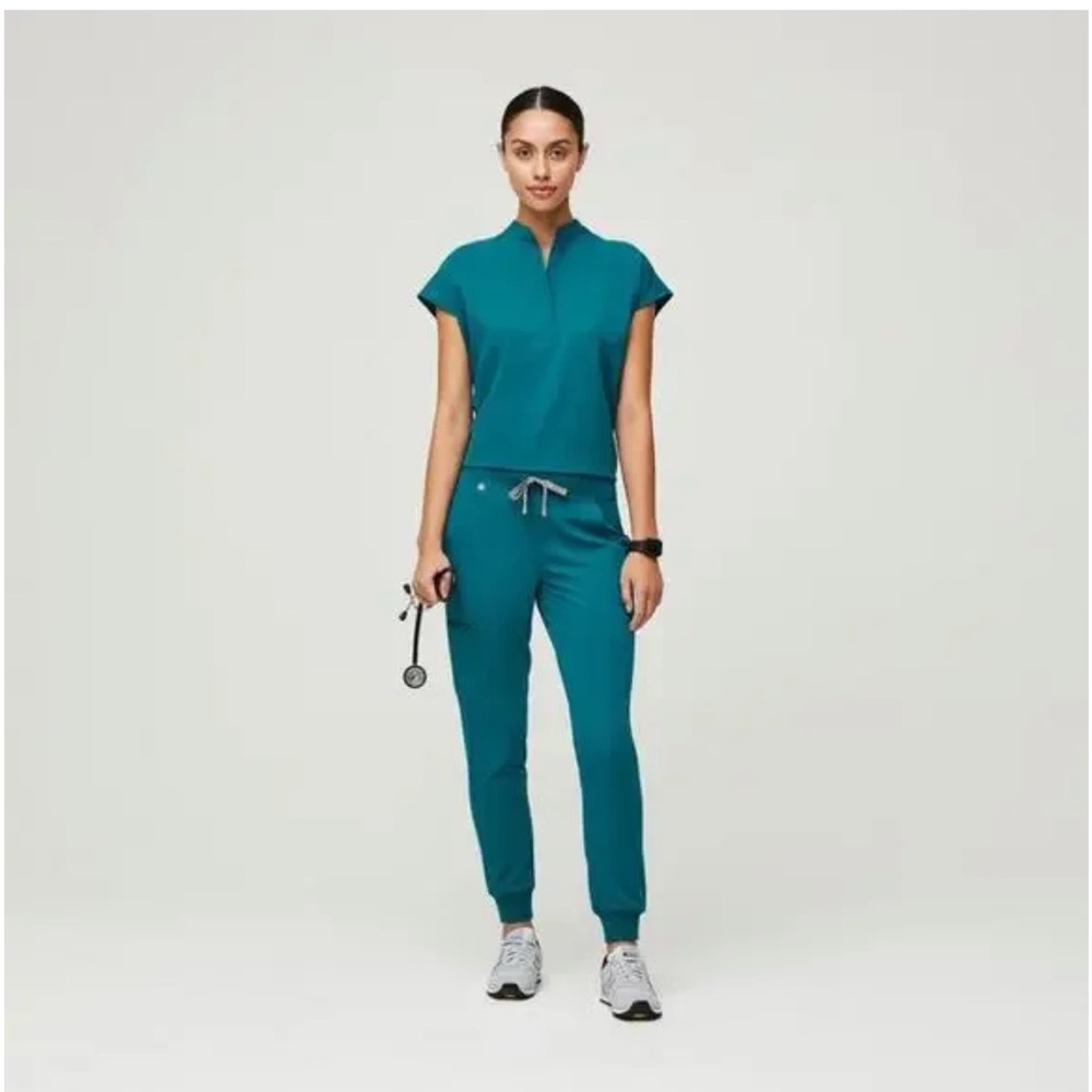 FIGS Zamora Joggers in Teal with Grey Ties Size XXS